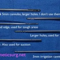 Different liposuction cannulas.